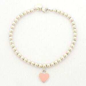 Tiffany Return to Tiffany Heart Pink Beads Silver Resin